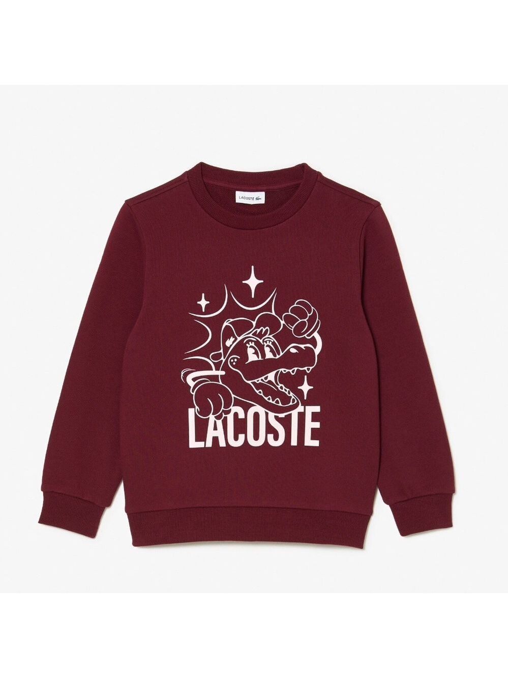 Lacoste Kids' Maroon Crew Sweatshirt with White Croc Graphic